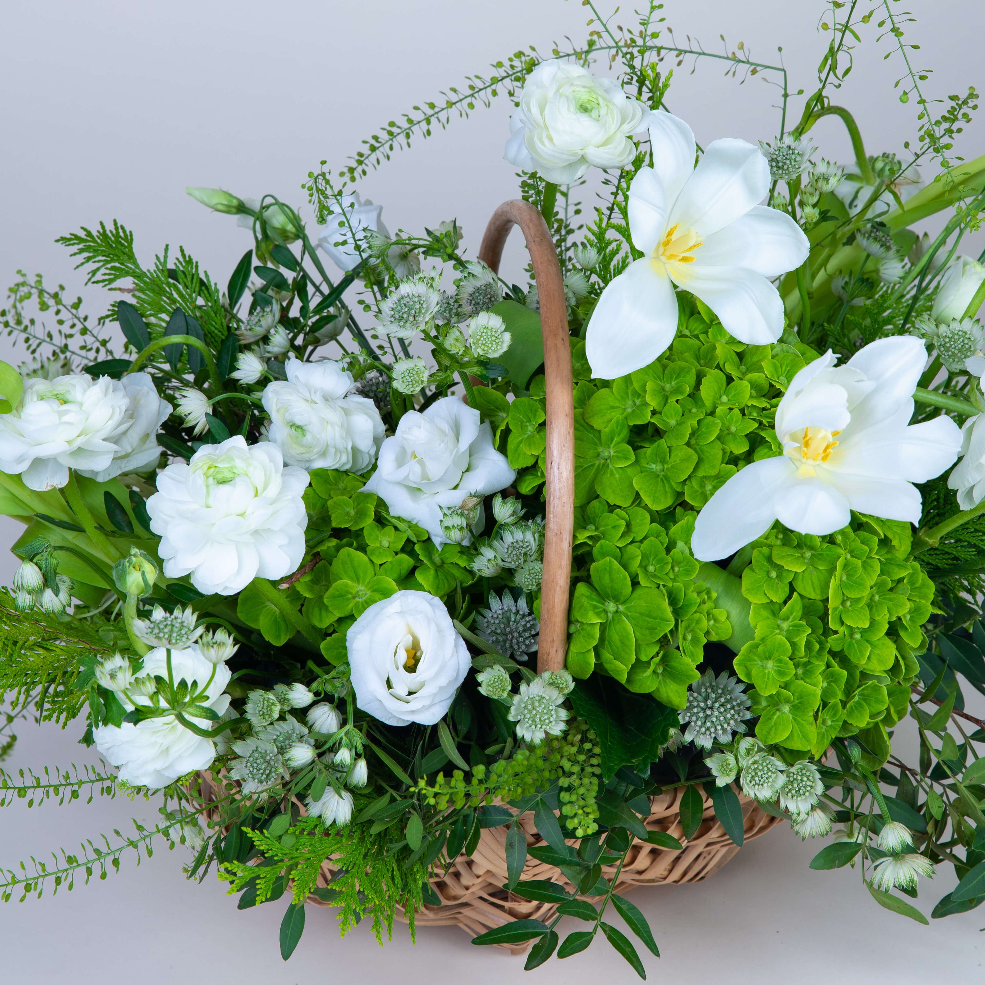 White Blooms Flower Baskets